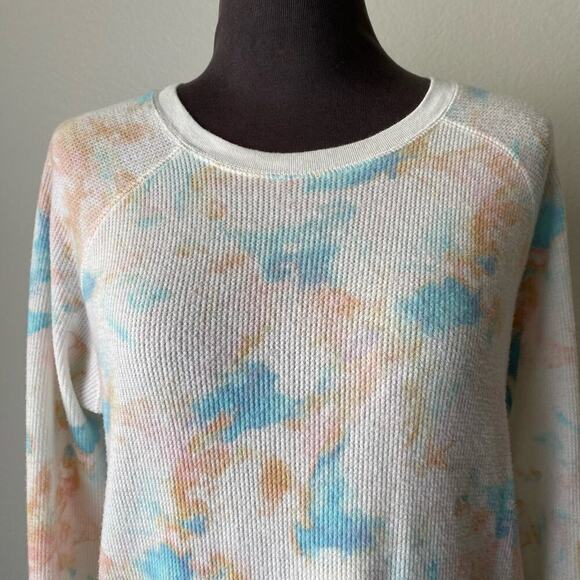 PJ Salvage sz S tye die water color waffle knit sweater - Picture 2 of 9